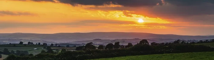 Framed Print : Panorama of Sunset over Torquay Fields Print, Devon, England Framed Print : Panorama of Sunset over Torquay Fields Print, Devon, England