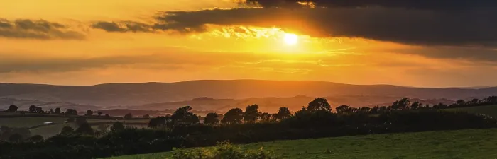 Framed Print : Panorama of Sunset over Torquay Fields Print, Devon, England Framed Print : Panorama of Sunset over Torquay Fields Print, Devon, England