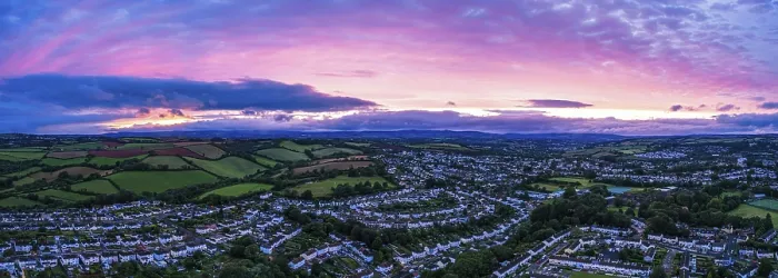 Framed Print : Panorama of Sunset over Torquay Fields Print, Devon, UK Framed Print : Panorama of Sunset over Torquay Fields Print, Devon, UK