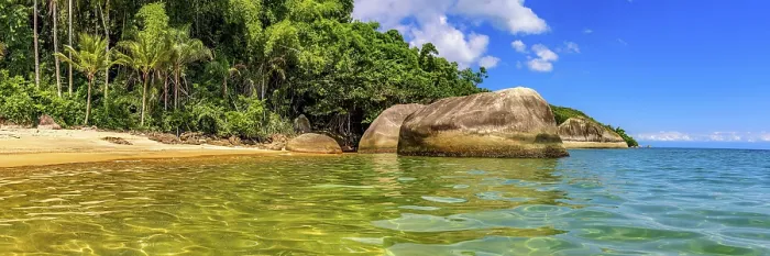 Framed Print : Ilha Grande Beach Panoramic Print, Green Coast, Brazil Framed Print : Ilha Grande Beach Panoramic Print, Green Coast, Brazil