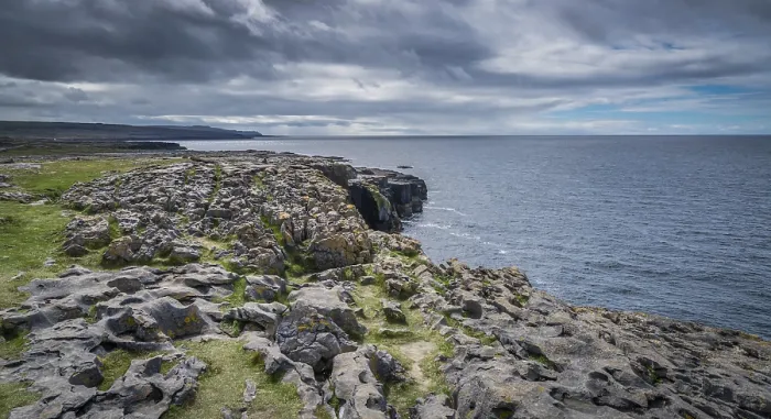 Framed Print : Panoramic Print of Doolins Bay Cliffs, The Burren, Ireland Framed Print : Panoramic Print of Doolins Bay Cliffs, The Burren, Ireland