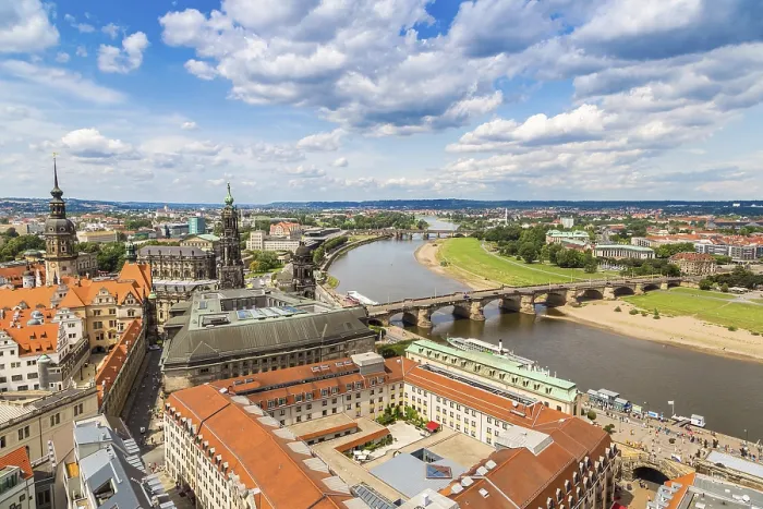 Framed Print : Panoramic View of Dresden and the River Elbe Print Framed Print : Panoramic View of Dresden and the River Elbe Print