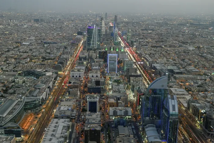 Framed Print : Panoramic View Print from Riyadh Sky Bridge, Blue Hour Framed Print : Panoramic View Print from Riyadh Sky Bridge, Blue Hour