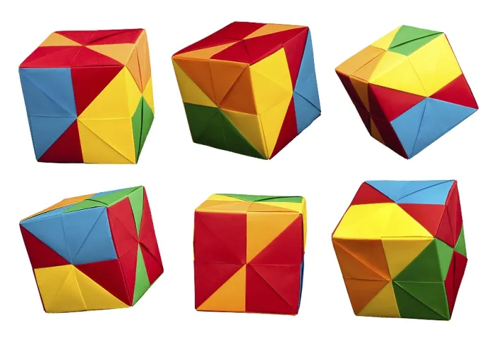 Framed Print : Origami Paper Cubes Multi-Colored Patterned Print Framed Print : Origami Paper Cubes Multi-Colored Patterned Print