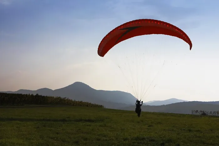 Framed Print : Paraglider on a German Meadow Print Framed Print : Paraglider on a German Meadow Print
