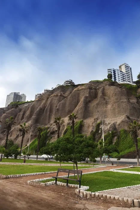 Framed Print : Park in front of the cliffs Print, Lima, Peru Framed Print : Park in front of the cliffs Print, Lima, Peru