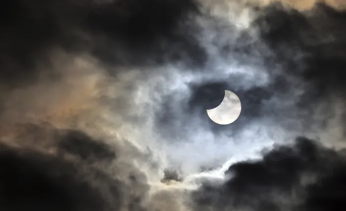 Framed Print : Partial Solar Eclipse Print, Burghausen, Germany Framed Print : Partial Solar Eclipse Print, Burghausen, Germany