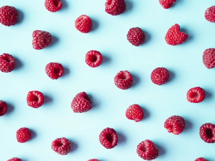 Framed Print : Raspberry Pattern Print on Blue Background Framed Print : Raspberry Pattern Print on Blue Background