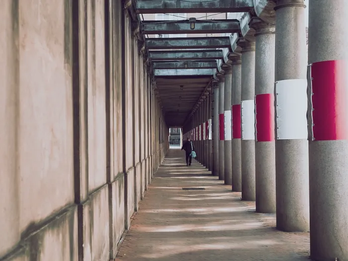Framed Print : Concrete Column Pedestrian Passageway Print Framed Print : Concrete Column Pedestrian Passageway Print