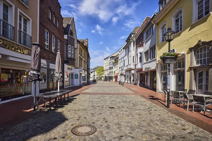 Framed Print : Pedestrian Zone Print, Moers, Germany Framed Print : Pedestrian Zone Print, Moers, Germany