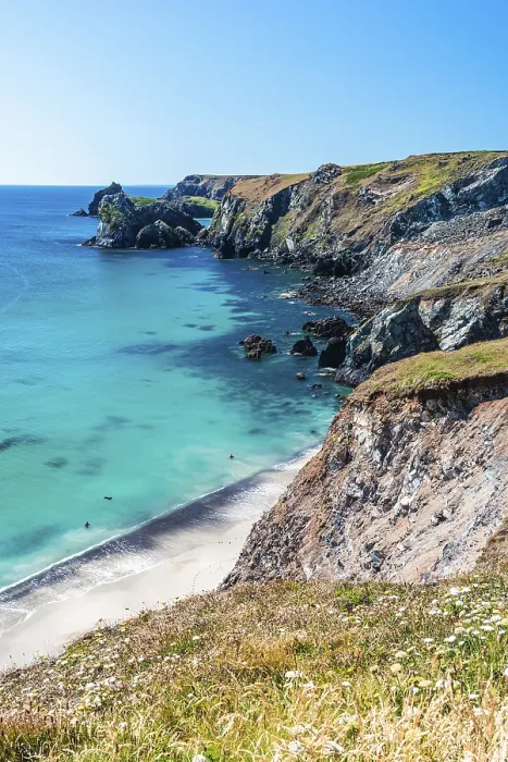 Framed Print : Pentreath Beach and Cliffs Print, Cornwall, England Framed Print : Pentreath Beach and Cliffs Print, Cornwall, England
