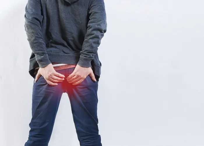 Framed Print : Print of Man with Hemorrhoid Problem Framed Print : Print of Man with Hemorrhoid Problem