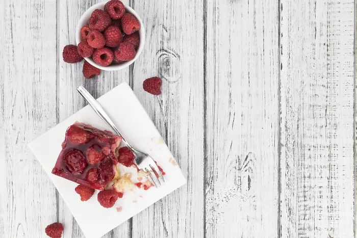 Framed Print : Raspberry Cake Print on Wooden Table Framed Print : Raspberry Cake Print on Wooden Table