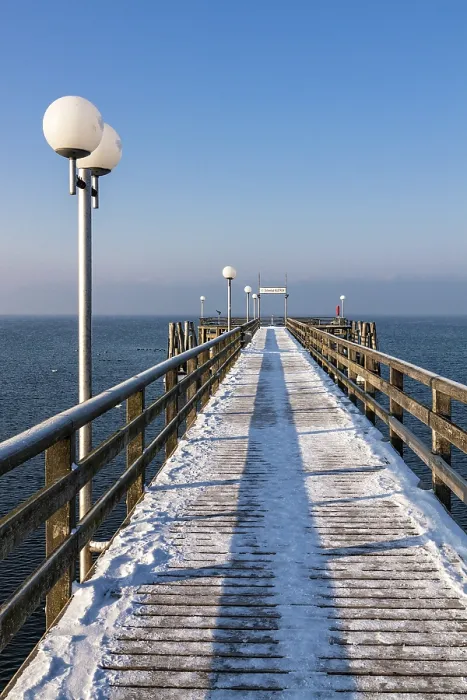 Framed Print : Pier in Wustrow Print, Winter Landscape Framed Print : Pier in Wustrow Print, Winter Landscape