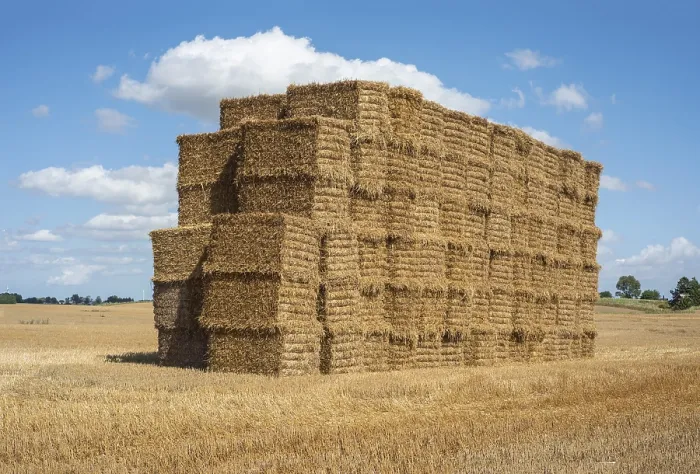 Framed Print : Pile of rectangular straw bales Print, Ystad, Sweden Framed Print : Pile of rectangular straw bales Print, Ystad, Sweden