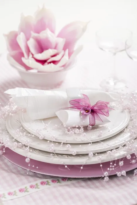 Framed Print : Pink Place Setting Print with Gift Framed Print : Pink Place Setting Print with Gift