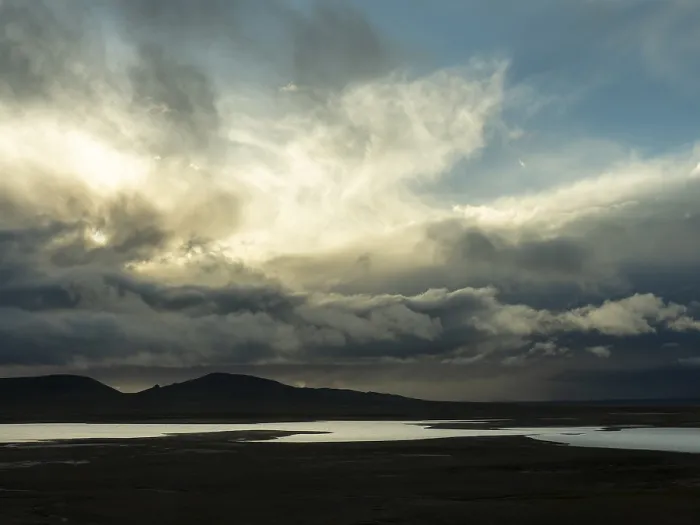 Framed Print : Tibetan Highland Print with Lakes and Dramatic Sky Framed Print : Tibetan Highland Print with Lakes and Dramatic Sky