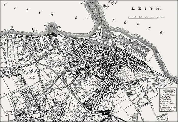 Framed Print : Plan of Leith Print, 1883