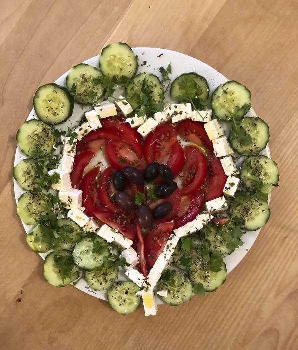Framed Print : Heart-Shaped German Print with Cucumber and Cheese Framed Print : Heart-Shaped German Print with Cucumber and Cheese