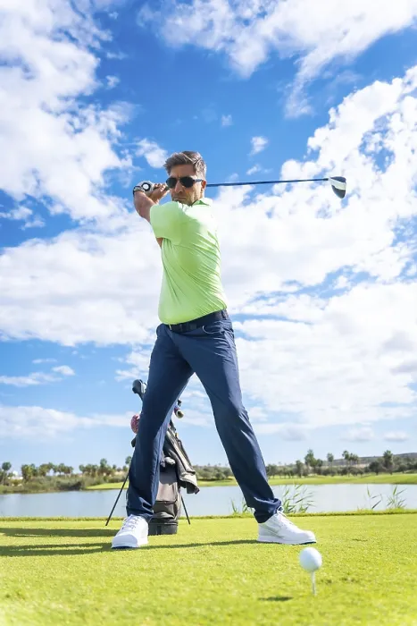 Framed Print : Golf Player Hitting Ball Next to Lake Print Framed Print : Golf Player Hitting Ball Next to Lake Print