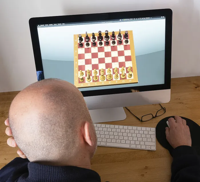 Framed Print : Playing Chess on the Computer During Quarantine Print Framed Print : Playing Chess on the Computer During Quarantine Print