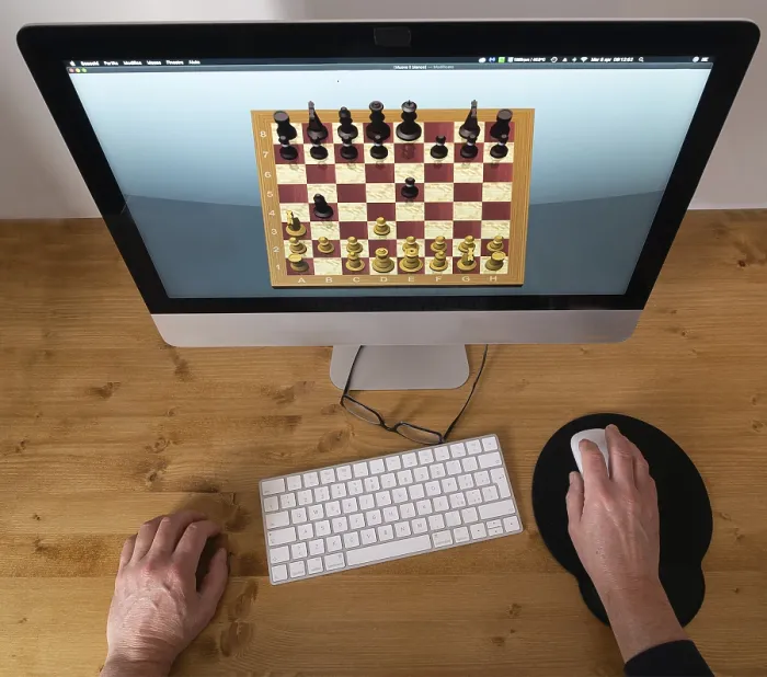 Framed Print : Playing Chess on the Computer During Quarantine Print Framed Print : Playing Chess on the Computer During Quarantine Print