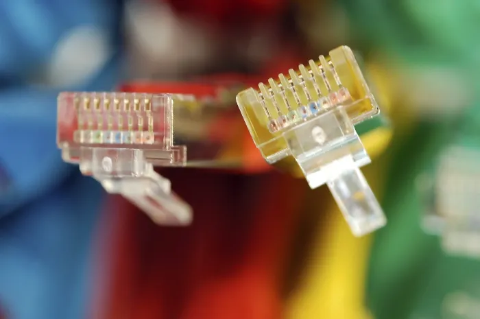 Framed Print : Coloured Network Cable Plugs Print