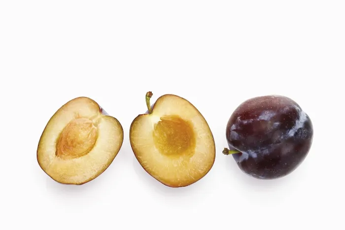 Framed Print : Plum Fruit Print with Halved Slices Framed Print : Plum Fruit Print with Halved Slices