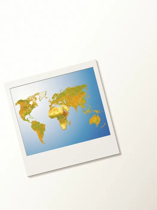 Framed Print : Polaroid Print of a World Map Framed Print : Polaroid Print of a World Map