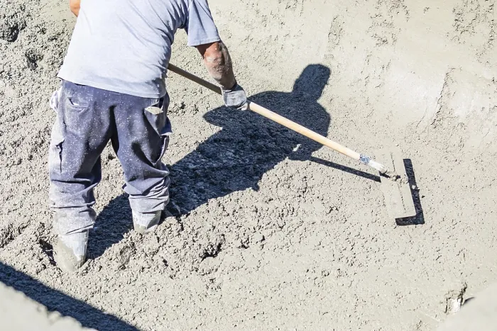 Framed Print : Pool Construction Worker with Bullfloat on Wet Concrete Print Framed Print : Pool Construction Worker with Bullfloat on Wet Concrete Print