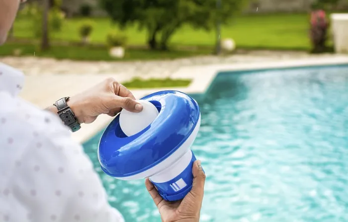 Framed Print : Pool Maintenance Print: Chlorine Tablets and Float Framed Print : Pool Maintenance Print: Chlorine Tablets and Float