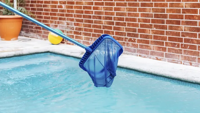 Framed Print : Pool Maintenance with Pool Leaf Skimmer Print Framed Print : Pool Maintenance with Pool Leaf Skimmer Print