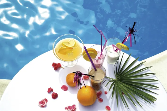 Framed Print : Refreshing Poolside Drinks Print Framed Print : Refreshing Poolside Drinks Print