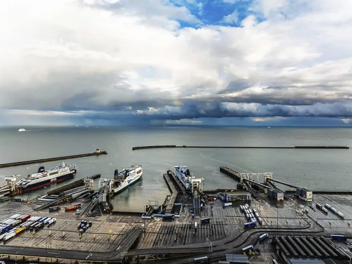 Framed Print : Print of Port of Dover from a Drone, White Cliffs, Kent Framed Print : Print of Port of Dover from a Drone, White Cliffs, Kent