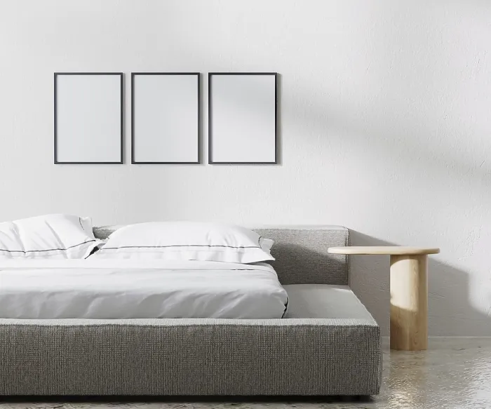 Framed Print : Minimalist Bedroom Print with Poster Frames Framed Print : Minimalist Bedroom Print with Poster Frames