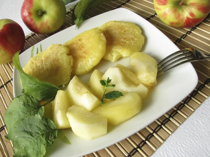 Framed Print : Print of Potato Biscuits with Apple Compote