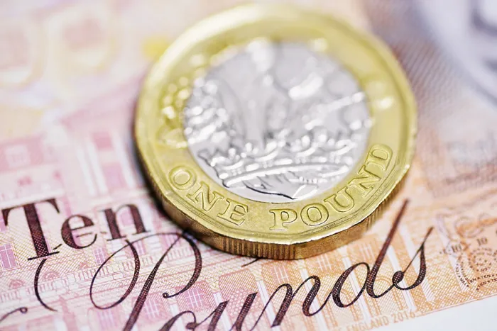 Framed Print : Close-up Print of Pound Coin on Ten Pound Note Framed Print : Close-up Print of Pound Coin on Ten Pound Note