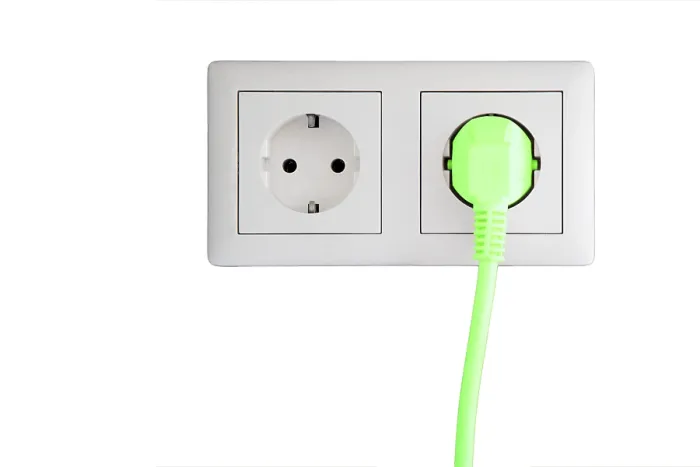 Framed Print : Power Socket with Green Plug Print Framed Print : Power Socket with Green Plug Print