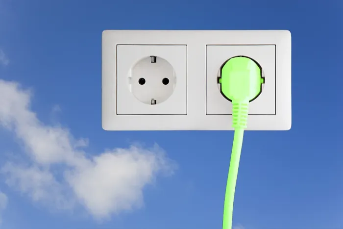 Framed Print : Power Socket Print with Green Plug Framed Print : Power Socket Print with Green Plug