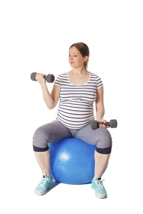 Framed Print : Pregnancy Exercise Print: Woman Working Out with Weights Framed Print : Pregnancy Exercise Print: Woman Working Out with Weights