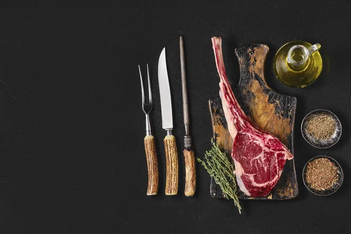Framed Print : Tomahawk Steak Preparation Print Framed Print : Tomahawk Steak Preparation Print