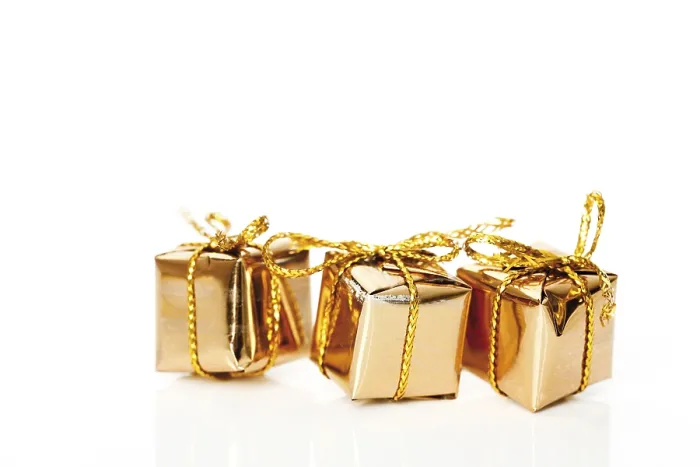 Framed Print : Presents, wrapped in gold Print Framed Print : Presents, wrapped in gold Print