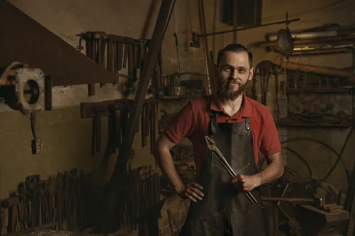 Framed Print : Professional Blacksmith in Workshop Print Framed Print : Professional Blacksmith in Workshop Print