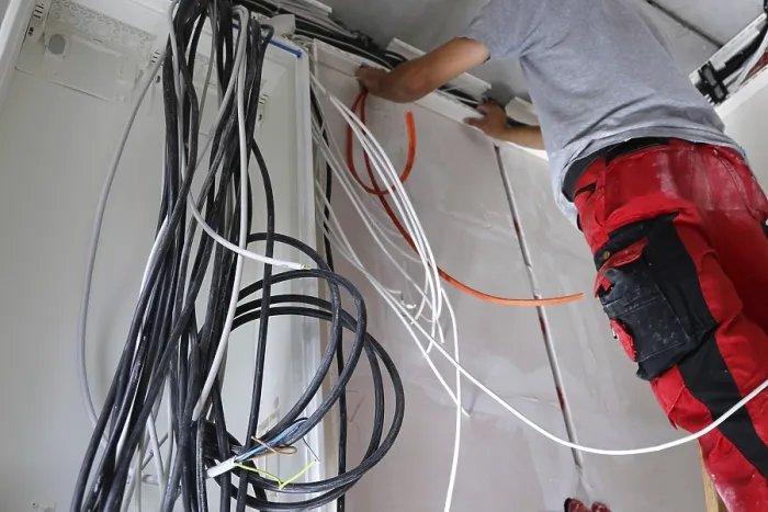 Framed Print : Professional Electrical Installation Print on Building Shell Framed Print : Professional Electrical Installation Print on Building Shell