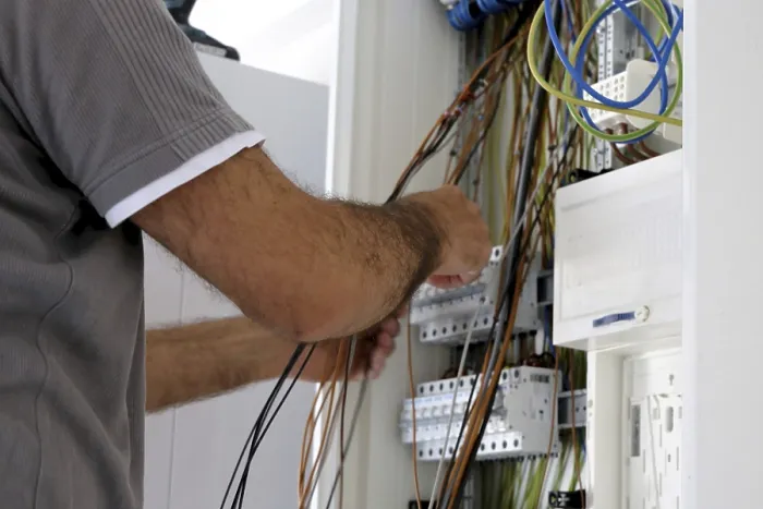 Framed Print : Professional Electrical Installation Print on Building Shell
