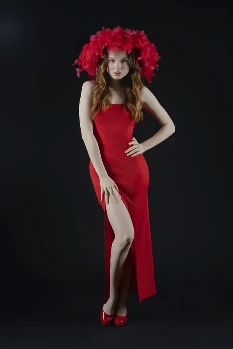 Framed Print : Confident Red Dress Studio Print Framed Print : Confident Red Dress Studio Print