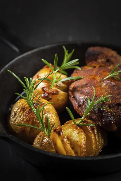 Framed Print : Pulled Pork with Baked Rustic Potatoes Print Framed Print : Pulled Pork with Baked Rustic Potatoes Print