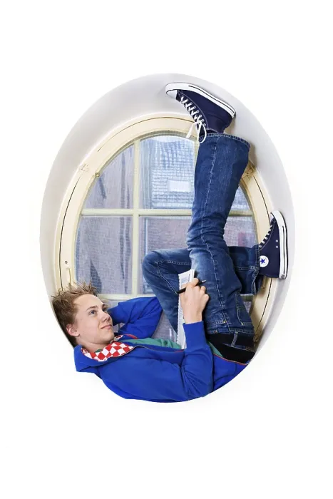 Framed Print : Pupil resting in window at school Print Framed Print : Pupil resting in window at school Print