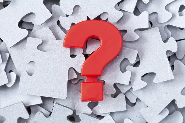Framed Print : Puzzle Pieces and Question Mark Print: Conceptual Goals Framed Print : Puzzle Pieces and Question Mark Print: Conceptual Goals