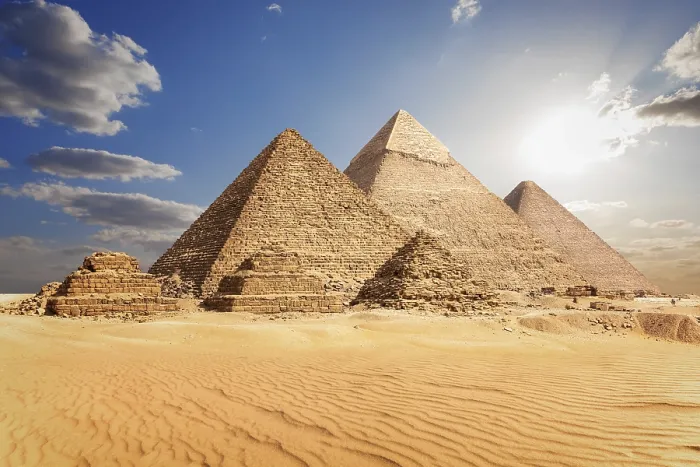 Framed Print : The Pyramids of Giza Print, a Cloudy Cairo Skyline Framed Print : The Pyramids of Giza Print, a Cloudy Cairo Skyline